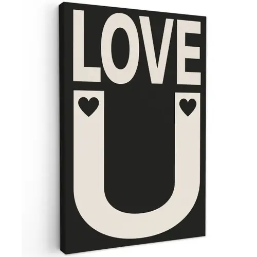 Love - Zwart - Minimalistisch Tuinposter op houten frame 2 cm dik klein -3d