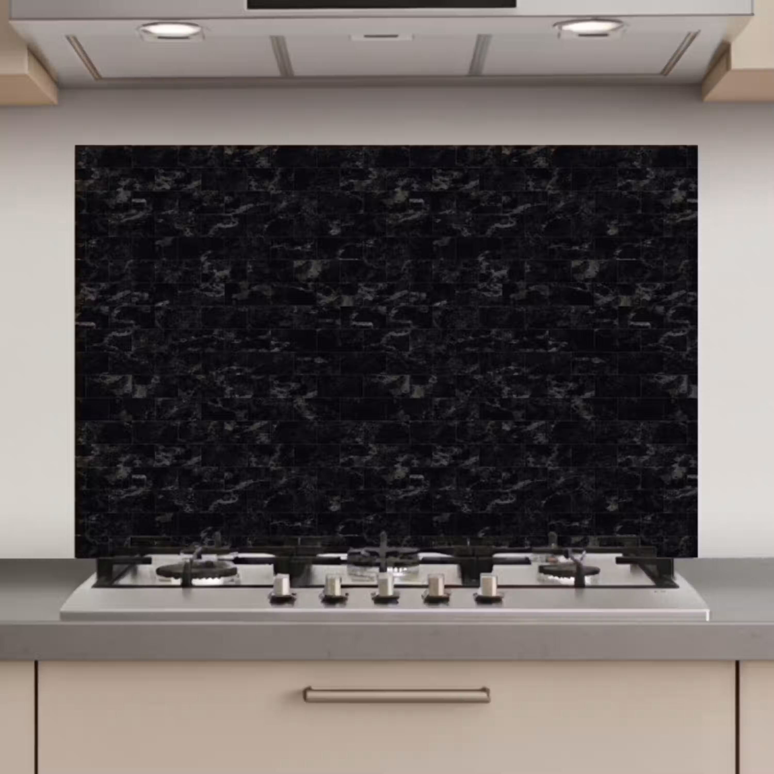 Tegels - Patroon - Marmer - Zwart keuken achterwand spatscherm klein 900 -3d_website