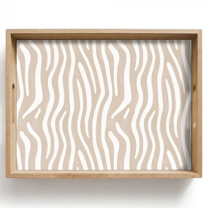 Abstract - Zebra - Beige Dienblad Rechthoek middel 911 -z3d_shopping