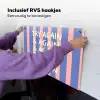 Try again - Strepen - Roze - Verticaal - Blauw Inductie beschemer met haakjes klein -ky-ophangen-nl