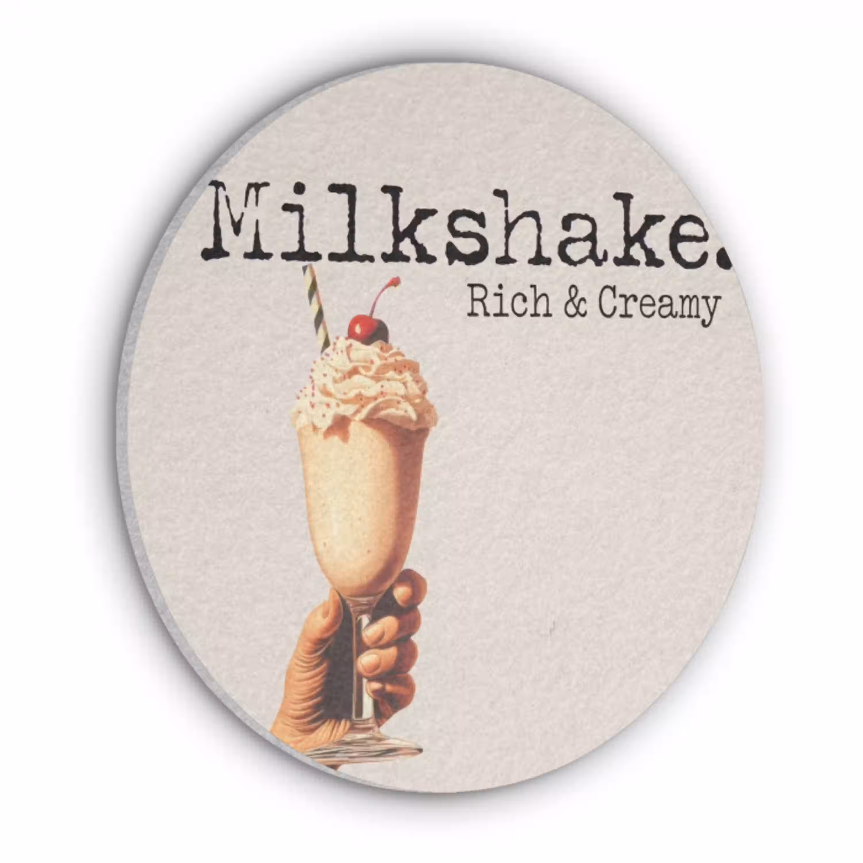 Milkshake - Kers - Rietje Akoestische PET Vilt - Rond klein -3d
