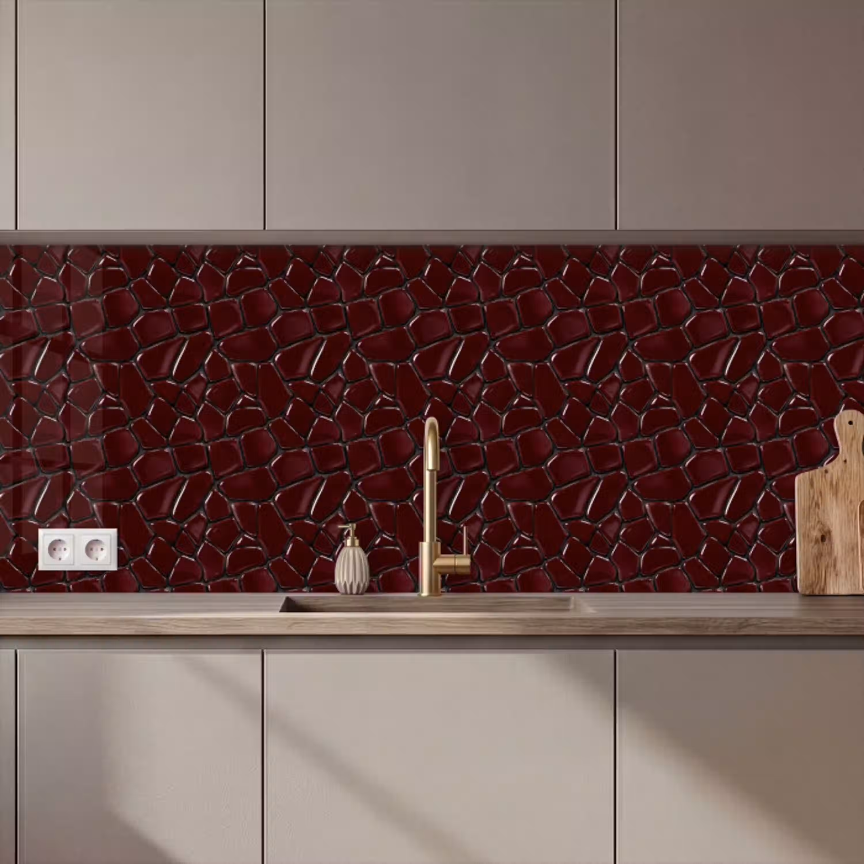 Mozaïek - Tegel - Bordeauxrood keuken achterwand 2 middel 871 zz_3dshopping