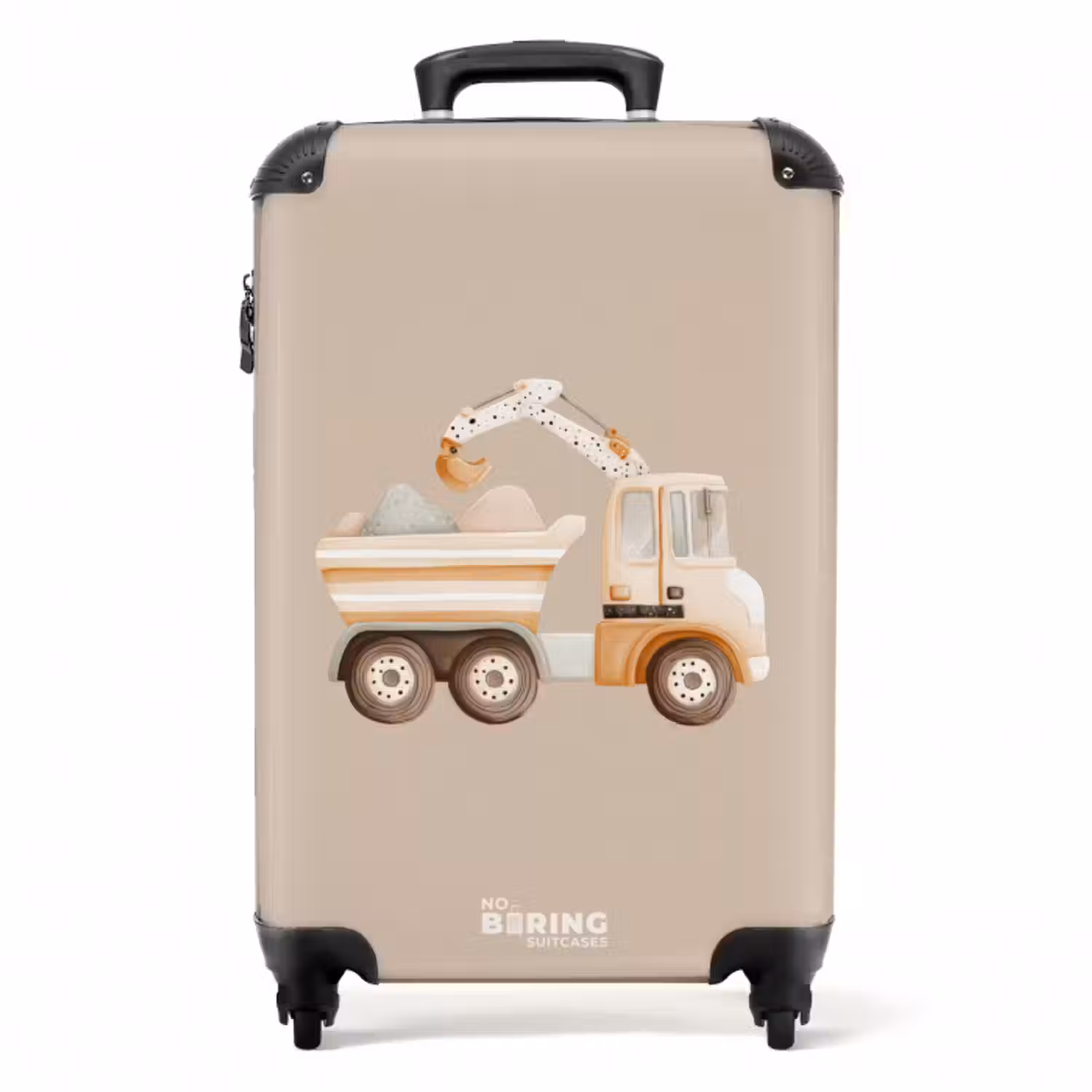 Koffer - Gele kiepwagen in neutrale kleuren
