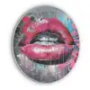 Lippen - Felroze - Graffiti - Verfstrepen Akoestische PET Vilt - Rond klein -3d