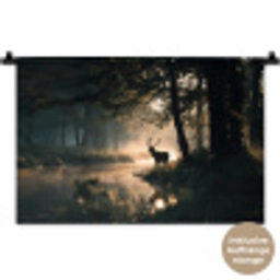 Hert - Bosbeek - Mystiek Wandkleed katoen klein -t3d_DE
