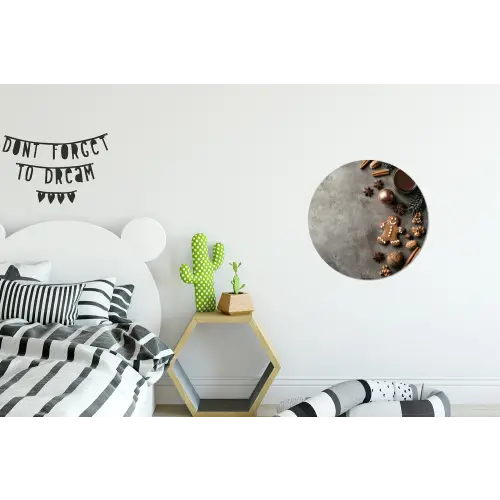 Winter - Kerst - Beton - Gingerbread man Wandcirkel aluminium klein -kinderkamer