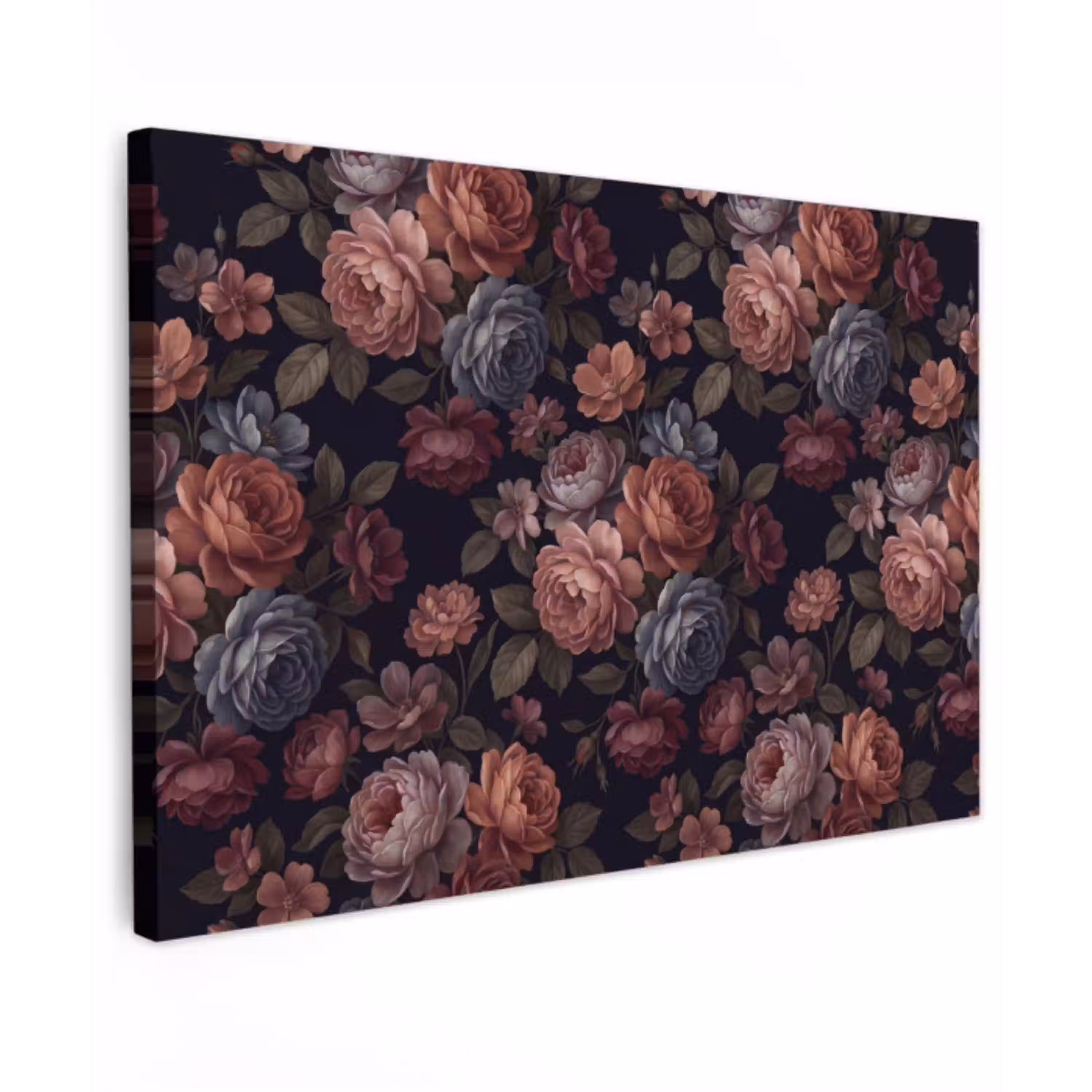 Bloemen - Patroon - Vintage - Donker - Roze canvas 2cm klein -z3d