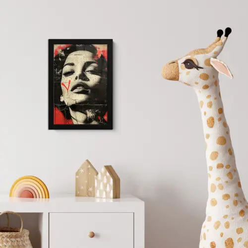 Graffiti - Vrouw - Rood - Street art - Banksy fotolijst zwart zonder passe partout klein -usfeer4_kinderkamer