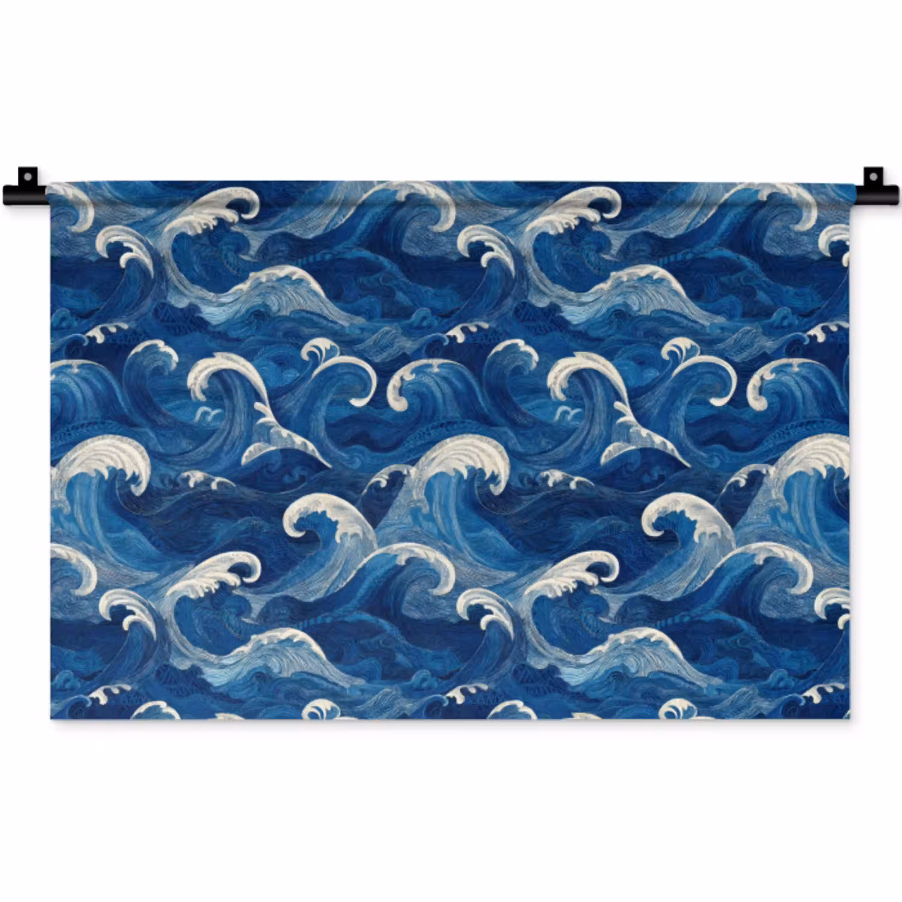 Japans - Oceaan - Golven - Blauw Wandkleed katoen klein 269 -zz3d