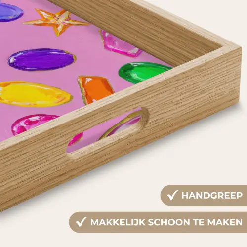 Edelstenen - Vormen - Hartje - Kleurrijk Dienblad Rechthoek middel -USP_HandgreepNL