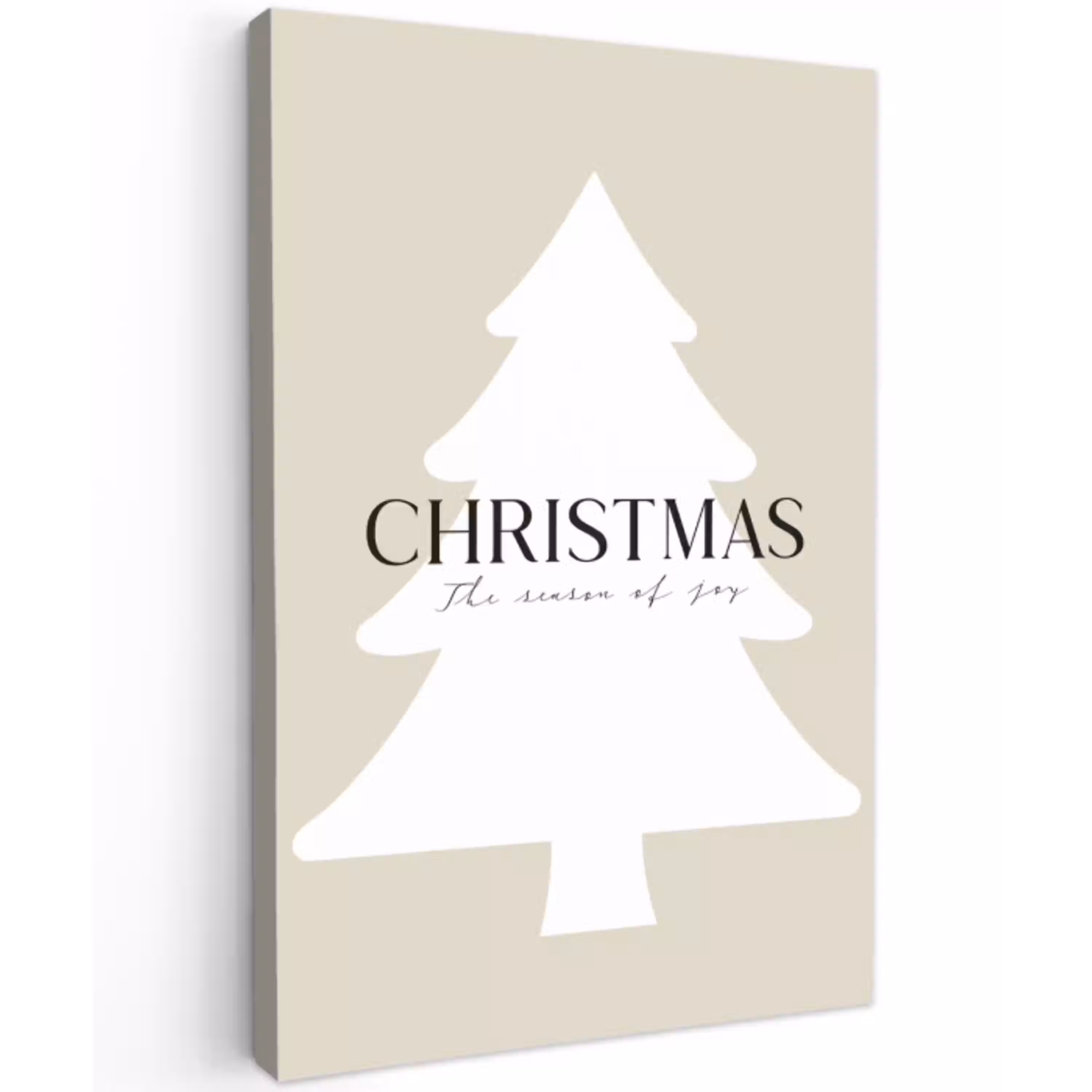 Kerstboom - Japandi - Christmas - Beige Tuinposter op houten frame 2 cm dik klein -3d
