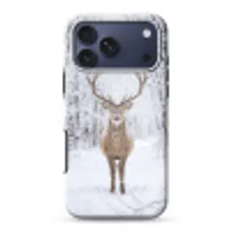 Hert - Winter - Bos - Natuur - Wit Toughcase MagSafe Apple iPhone 17 Pro Max klein -3d