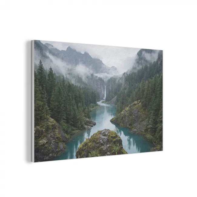 Akoestisch schilderij - Waterval - Bomen - Bergen