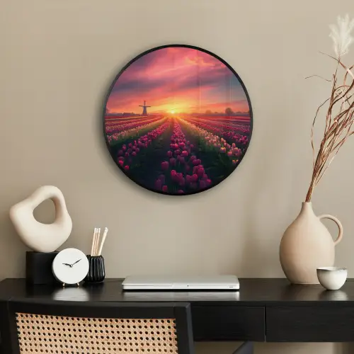 Windmolen - Zonsondergang - Landschap Fotolijst rond zonder passe partout klein -sfeer1
