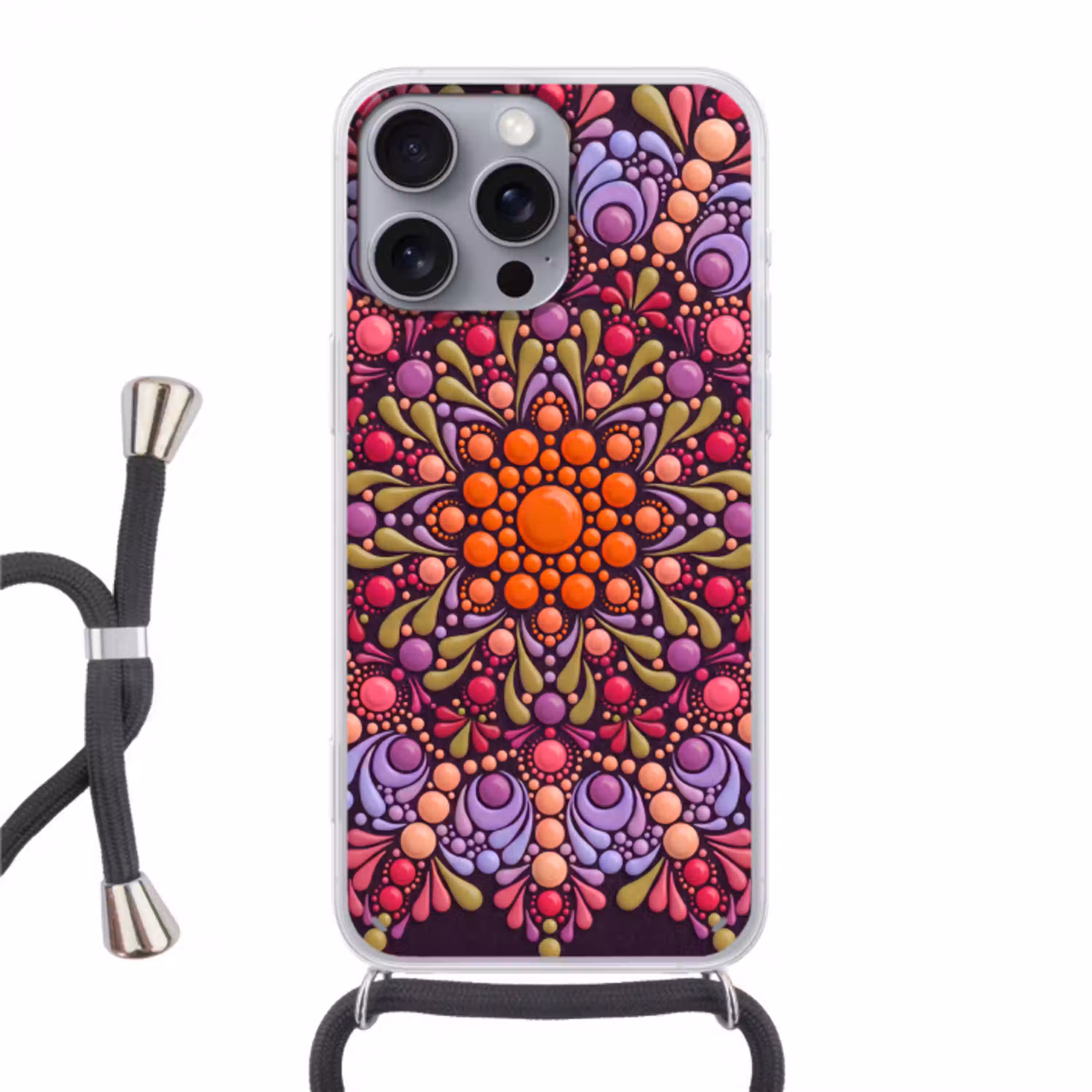Patroon - Stippen - Abstract - Modern - Kleurrijk Hoesje iPhone 16 Pro Max met koord klein -3d