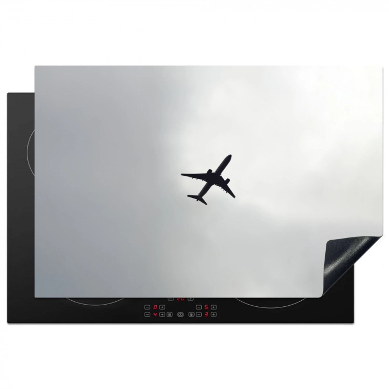 Minimalistisch - Silhouet - Zwart - Vliegtuig Inductie beschermer vinyl 3mm klein -3d