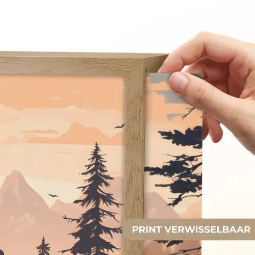 Beren - Bomen - Landschap - Zonsondergang Light Box met batterij (Wandlamp) middel -USP_websiteprintNL