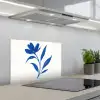 Bloem - Blaadjes - Minimalistisch - Blauw keuken achterwand spatscherm klein -3d_schuin
