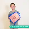 Roze kwal met gezicht Kinderrugzak - Blauw middel -sfeer1_NL