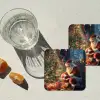 Kerstman - Haard - Donker onderzetter kurk middel -sfeer4