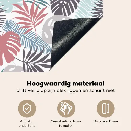 Bladeren - Tropical - Pastel - Jungle Inductie beschemer met haakjes klein -ky-onderkant-nl