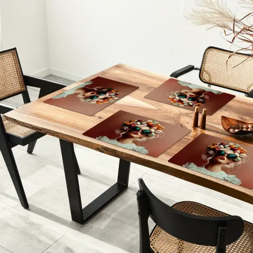 Vrouw - Macarons - Bril Placemat vinyl groot -zzsfeer4_Kitchenyeah-website