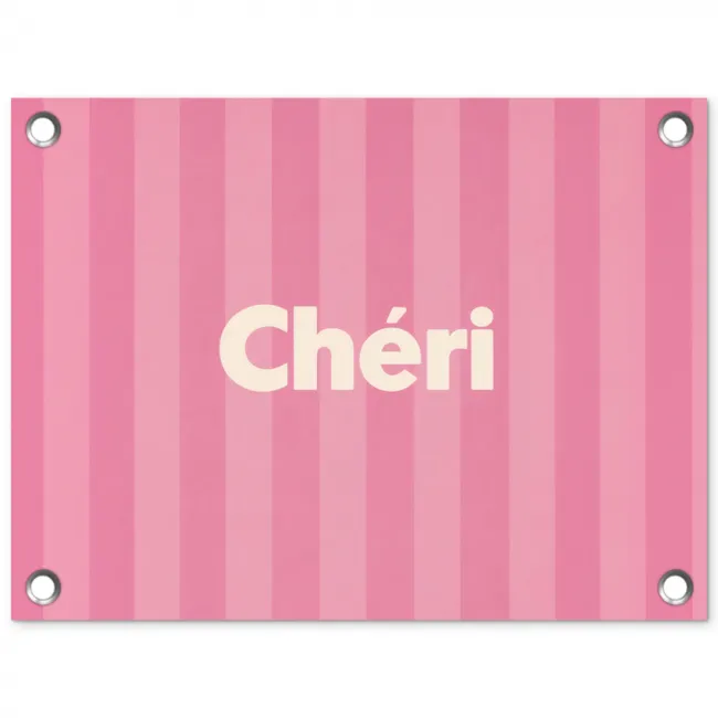 Gestreept - Roze - Chéri tuinposter los doek klein -3d