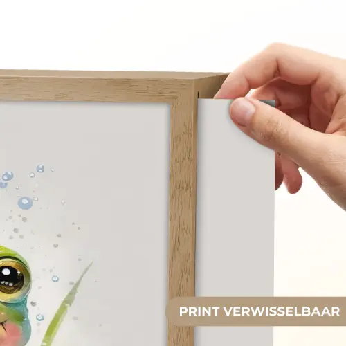 Kikker - Groen - Waterverf - Dieren - Jongen - Meisje Light Box met batterij (Wandlamp kind) middel -USP_websiteprintNL