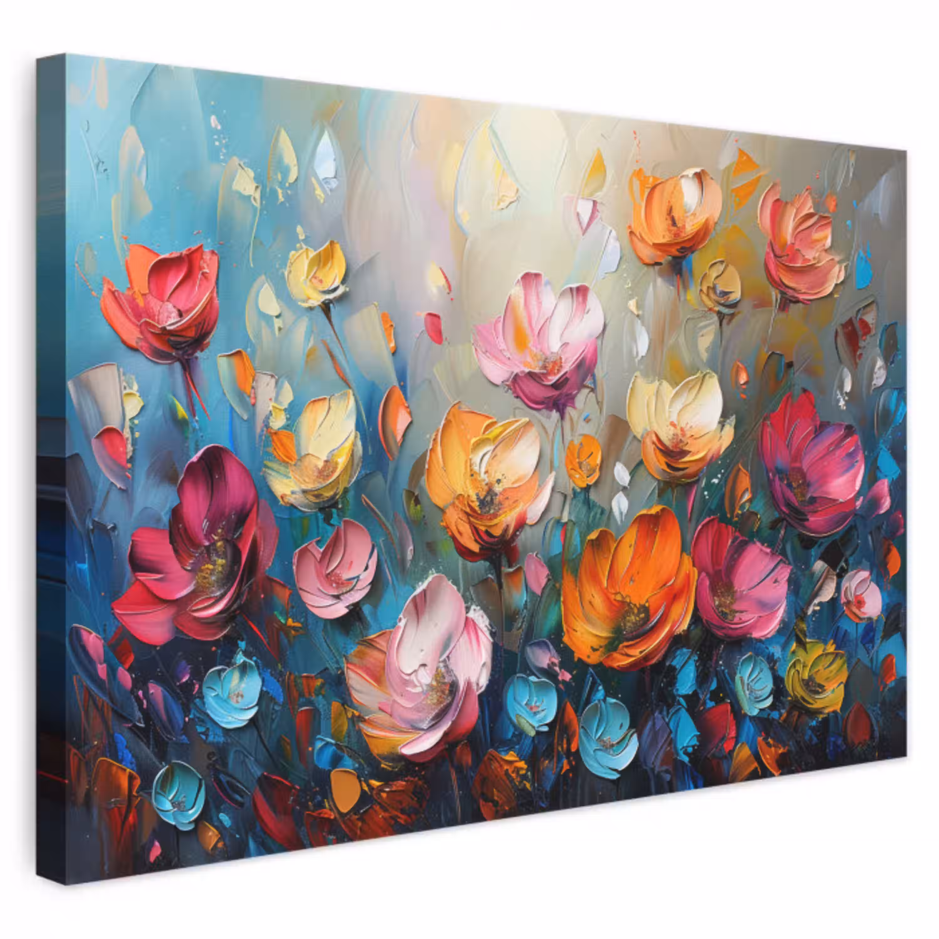 Klaprozen - Bloemen - Kunst - Botanisch canvas 2cm klein -3d