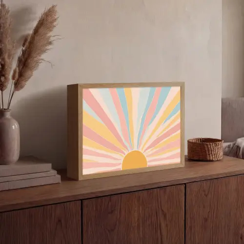 Illustratie - Zon - Pastelkleuren Light Box met batterij (Wandlamp) middel -sfeer2