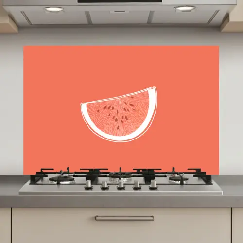 Watermeloen - Lijnen - Koraalrood keuken achterwand spatscherm klein -3d_website