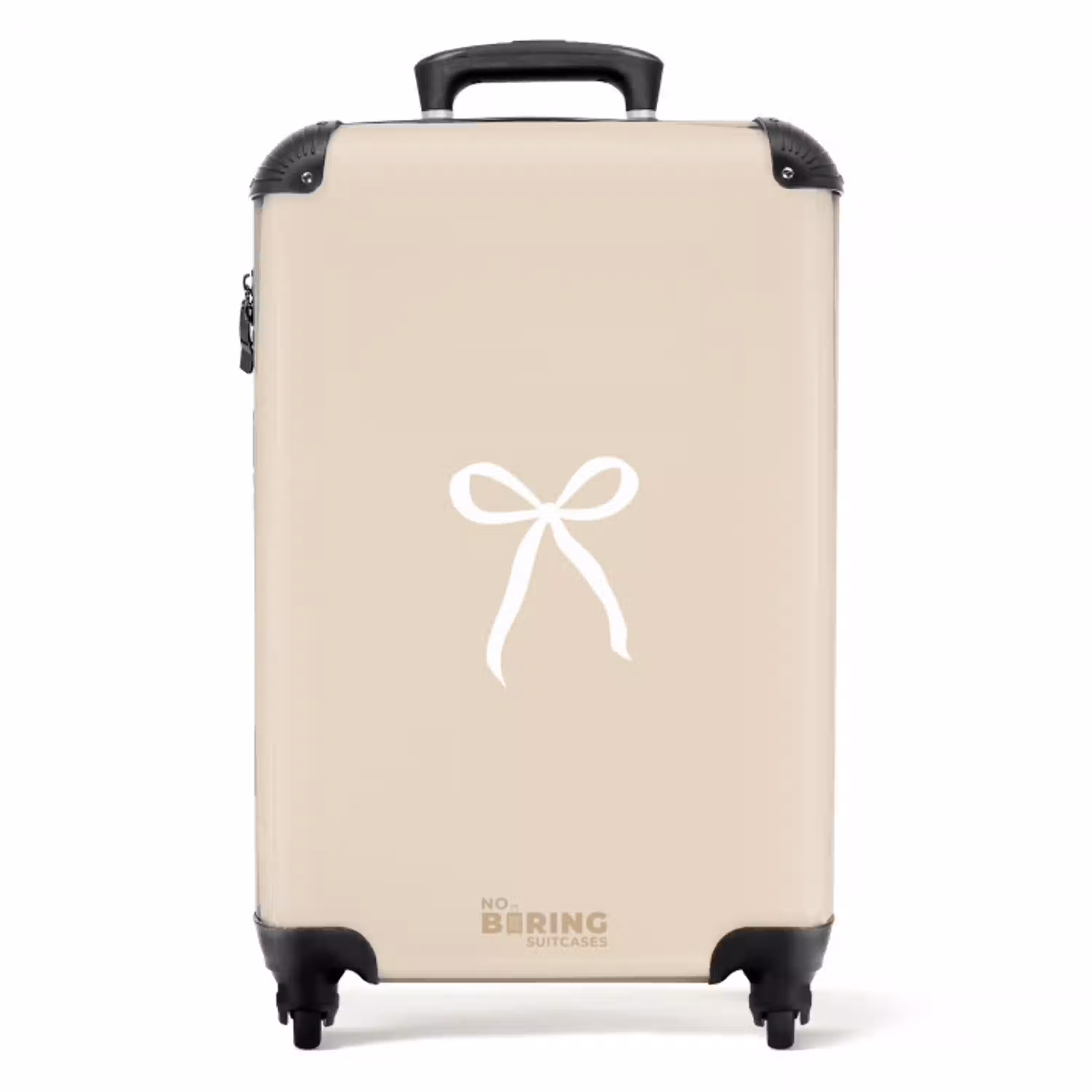 Witte strik op beige achtergrond NBS - Handbagage koffer - Unisex middel -productfoto_recht