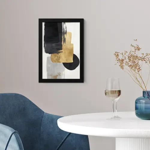 Goud - Rechthoeken - Cirkels - Abstract fotolijst zwart zonder passe partout klein -sfeer4