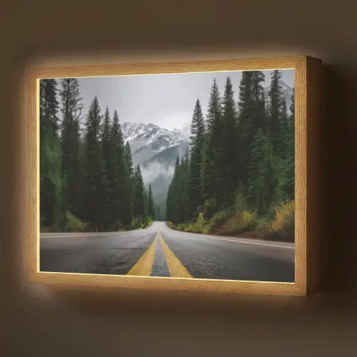 Sparrenbos - Weg - Bergen - Sneeuw Light Box met batterij (Wandlamp) middel -z3d_website