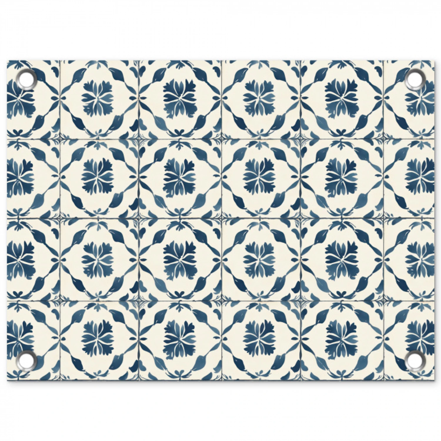 Grafisch - Tegel - Blauw tuinposter los doek klein 239 -3d