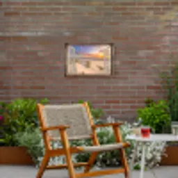 Doorkijk - Strand - Duinen - Natuur - Landschap Tuinposter op houten frame 2 cm dik klein -sfeer3