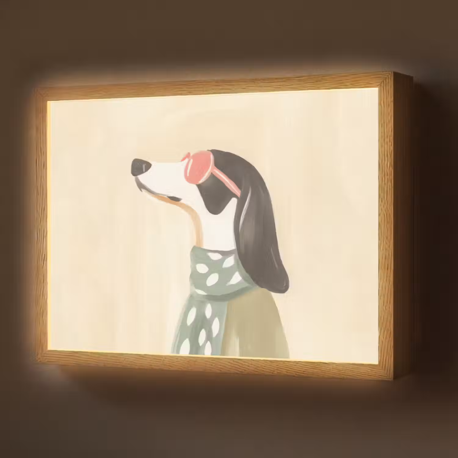 Lightbox - Wandlamp - Hond - Zonnebril - Sjaal