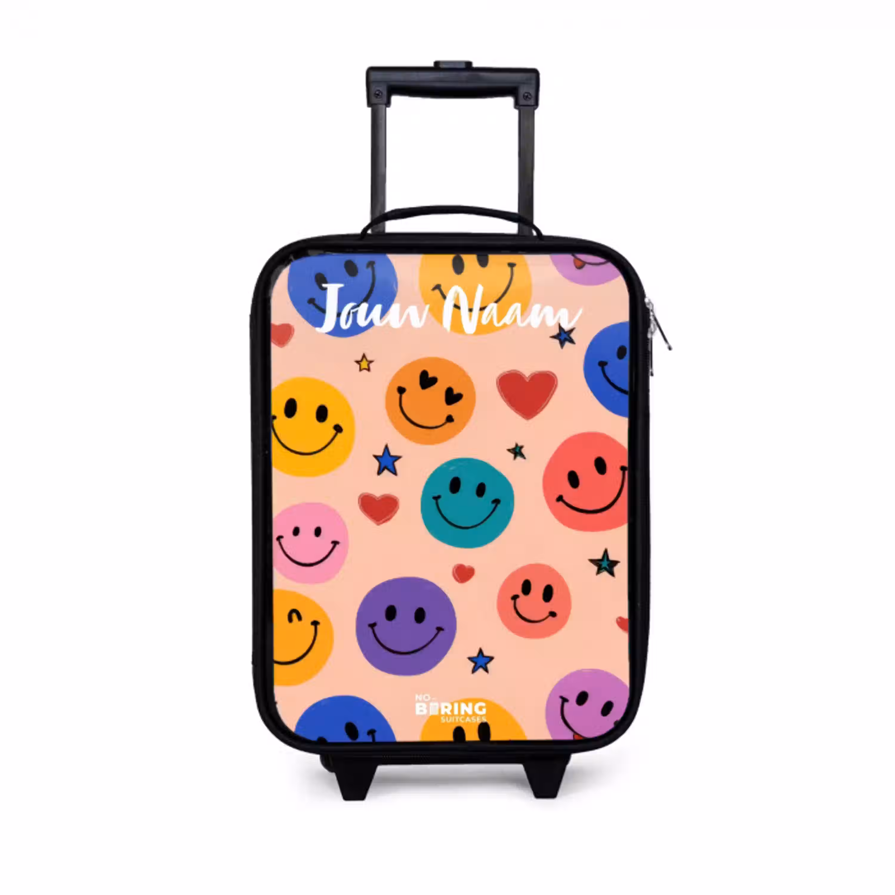 Vrolijk Smiley-patroon Kinderkoffer - Zwart klein -3d