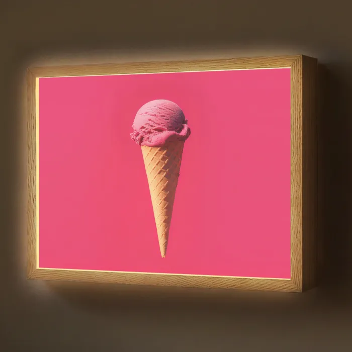 Schepijs - Roze - Hoorntje Light Box met batterij (Wandlamp) middel -z3d_website