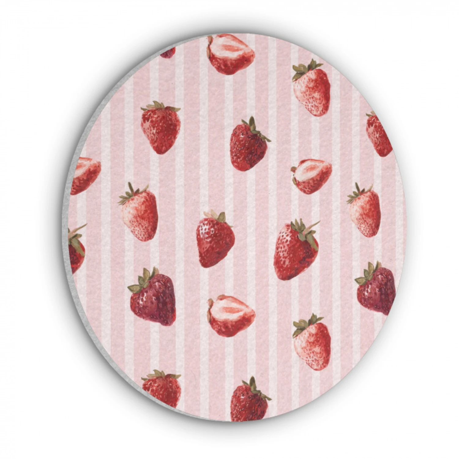 Strepen - Aardbei - Roze Akoestische PET Vilt - Rond klein 838 -3d