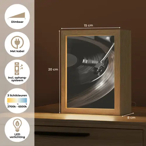 Close-up - Vinylplaat - Platenspeler - Zwart Light Box met kabel (Tafellamp) klein -USP_NL