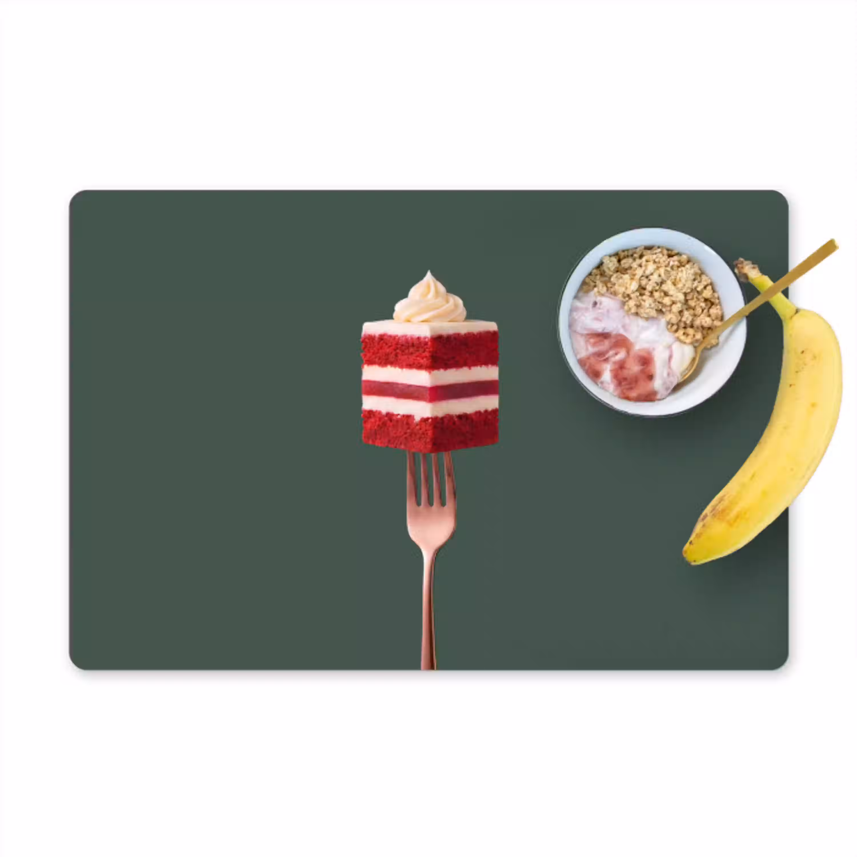 Cake - Vork - Rood Placemat vinyl groot -zzzproduct_Kitchenyeah-website