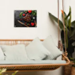 Steak - Hart - Bestek tuinposter los doek klein -sfeer7