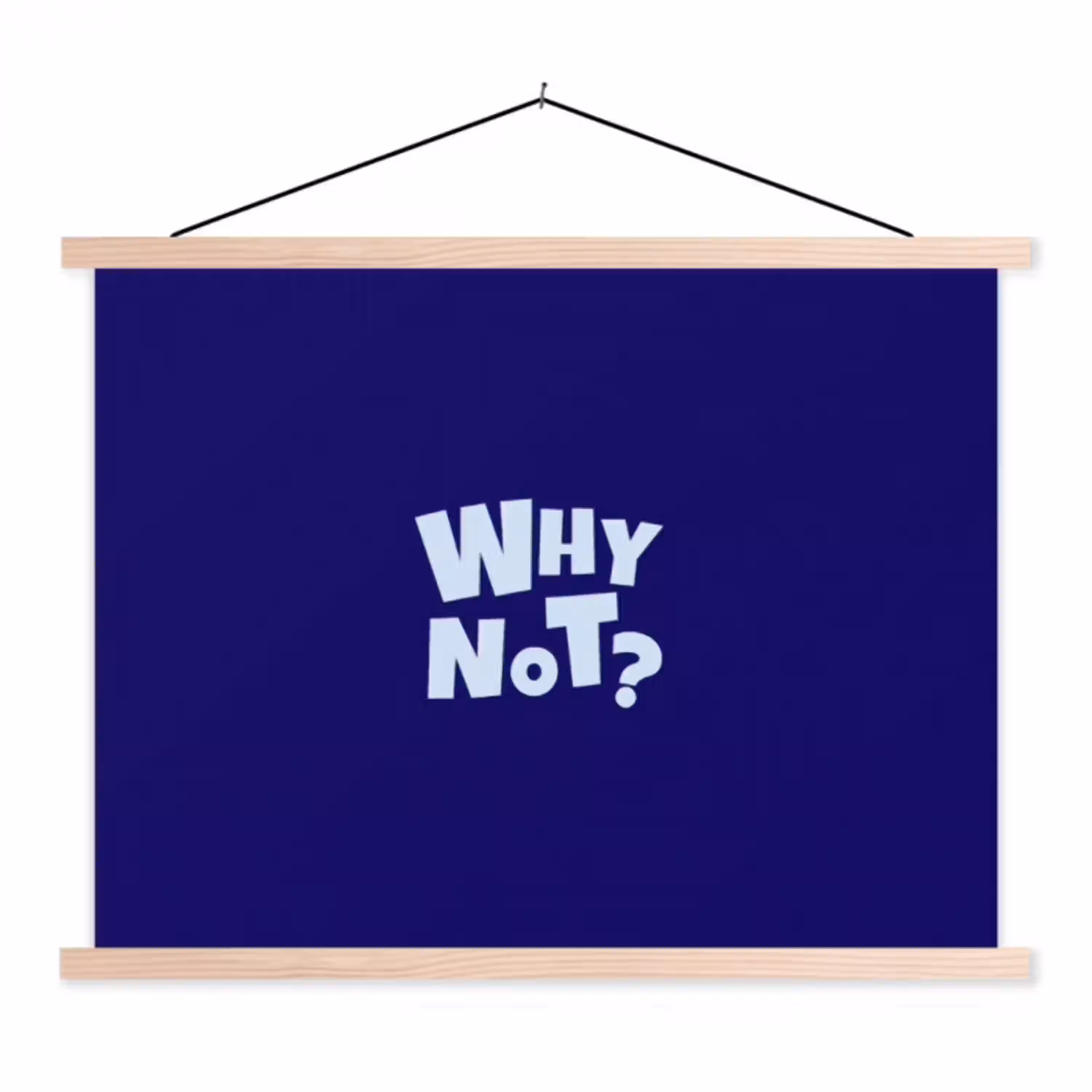 Blauw - Why not - Minimalistisch textielposter latten blank klein -3d