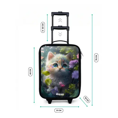 Kitten verstopt achter bloemen Kinderkoffer - Zwart klein -productfoto_formaten