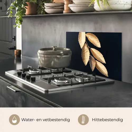 Bladeren - Zwart - Goud - Luxe - Planten keuken achterwand spatscherm klein -usp_NL