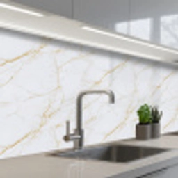 Wit - Marmer - Goud - Luxueus keuken achterwand 2 middel 871 -3d_schuin
