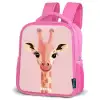 Giraffe - Wimpers - Minimalistisch - Roze Kinderrugzak - Roze middel -schuin