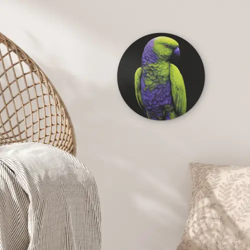 Papegaai - Veren - Opvallend - Groen Akoestische PET Vilt - Rond klein -sfeer4