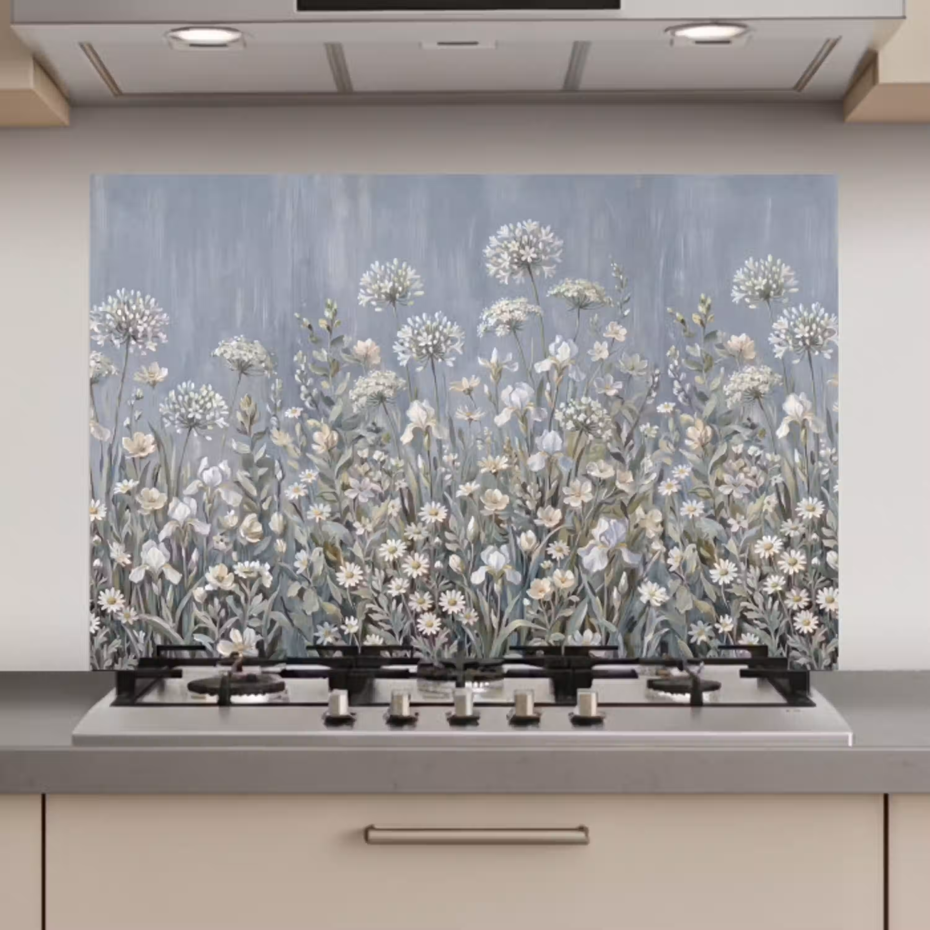 Bloemen - Botanisch - Blauw keuken achterwand spatscherm klein -3d_website